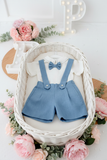 Conjunto especial cerimónia para menino: calções, camisa e laço