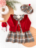 Conjunto Menina estilo Burberry - Vestido e Bóina