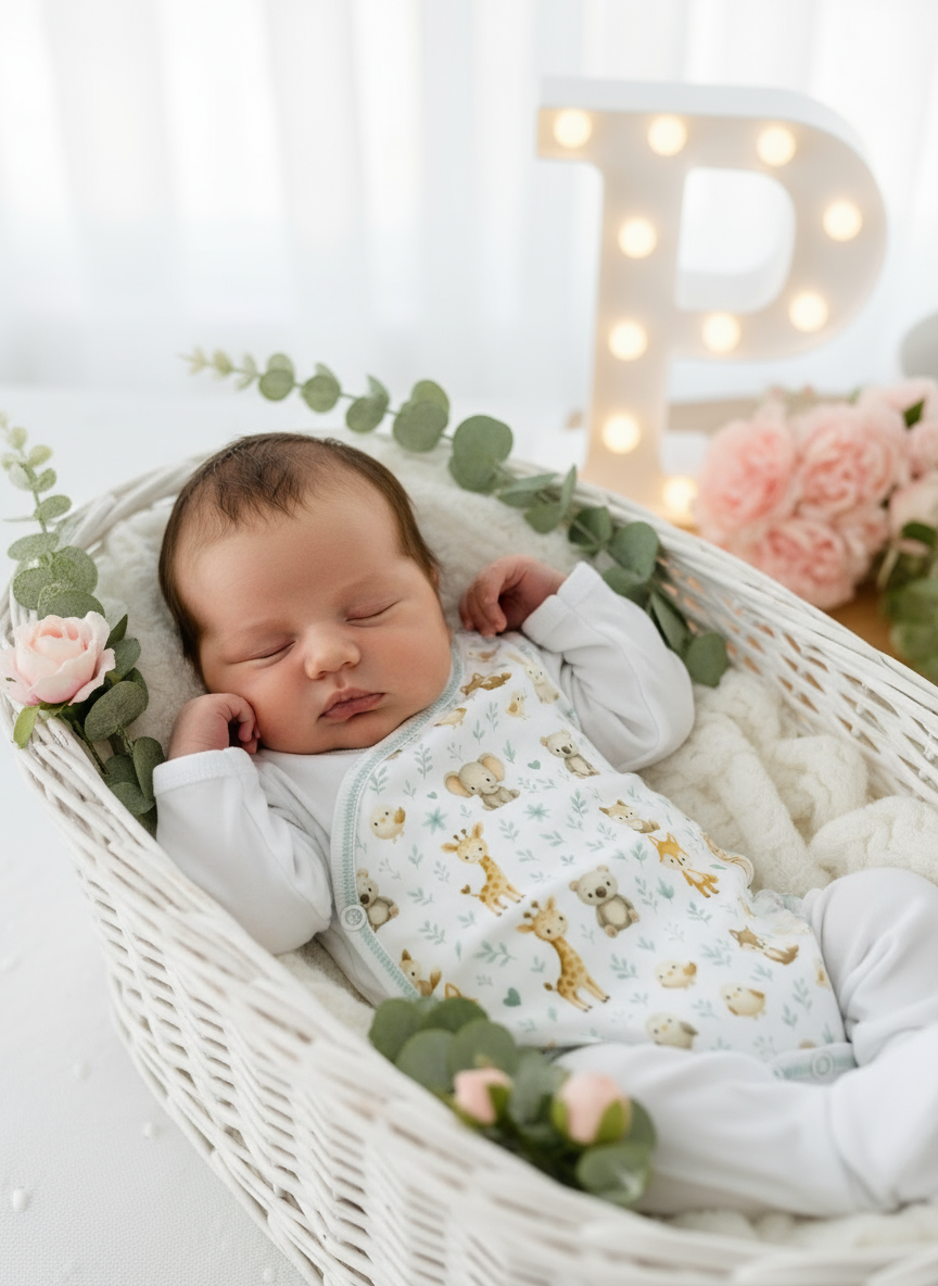 Conjunto interiores tema animais amorosos : Body e calças com carda