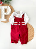 Conjunto jardineiras e blusa  vermelho