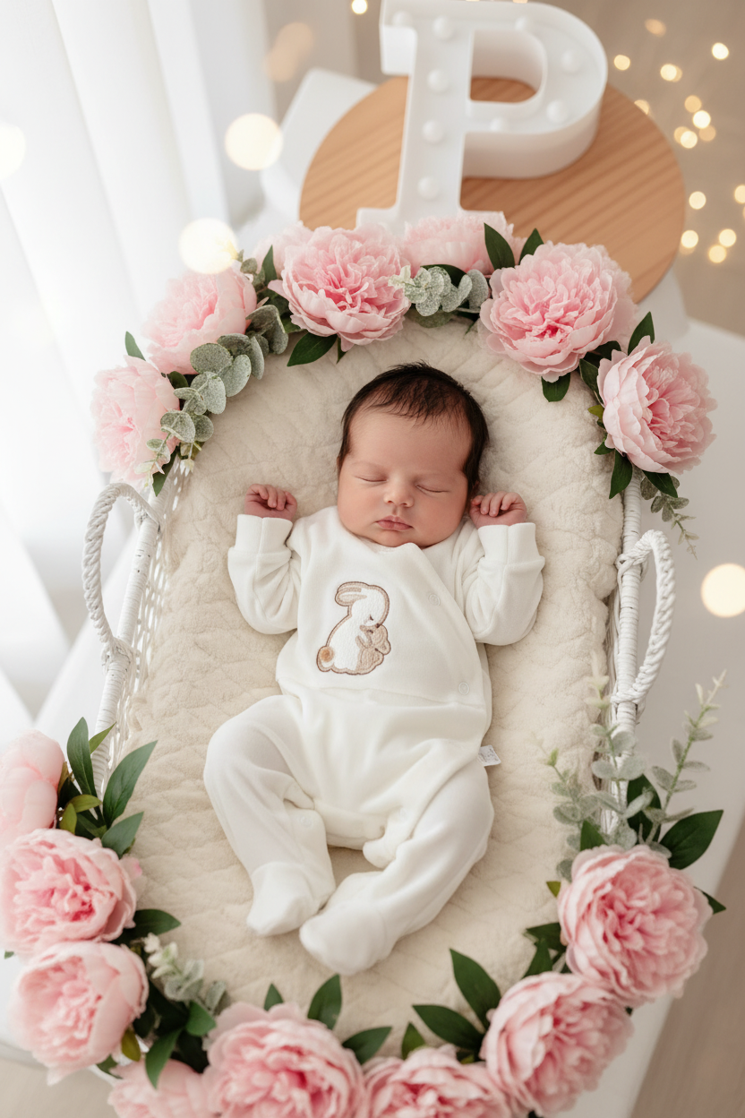 Babygrow tema coelhinho pérola