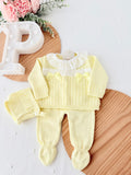 Conjunto rendinha: camisola, touca e calças Primavera Verão