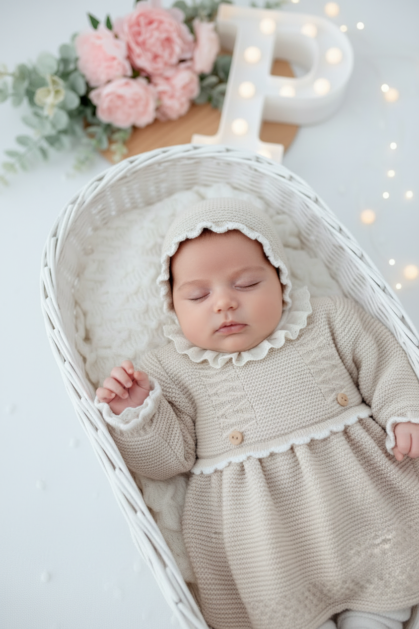 Vestido e touca bege - Outono Inverno
