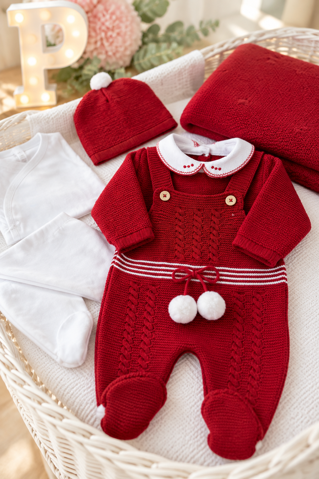 Pack saída de maternidade vermelho com manta