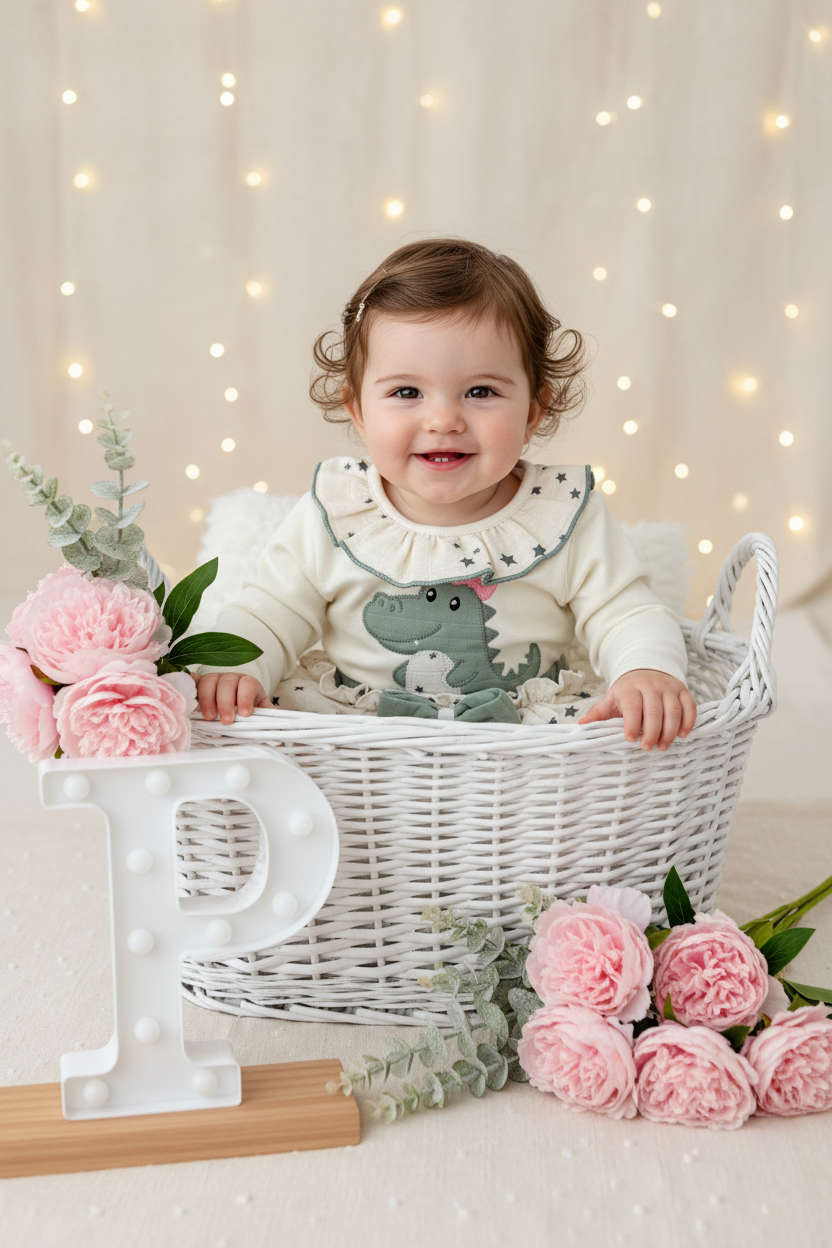 Conjunto dinossauro menina: camisola com capuz e calções