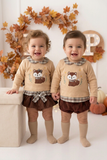 Conjunto raposa: camisola e saia/tapa fraldas