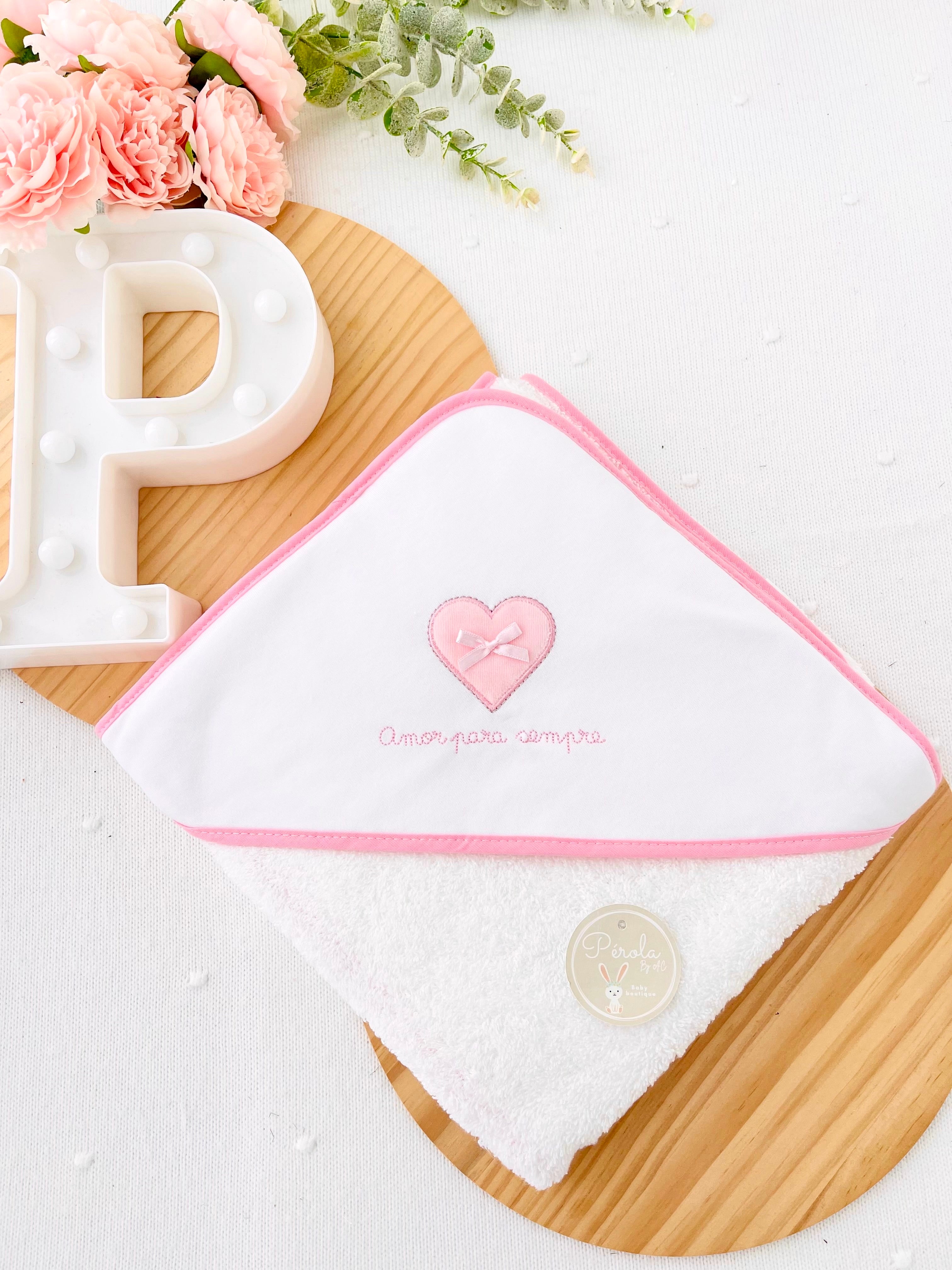 Toalha de banho grande 100x100cm Tema Amor para sempre