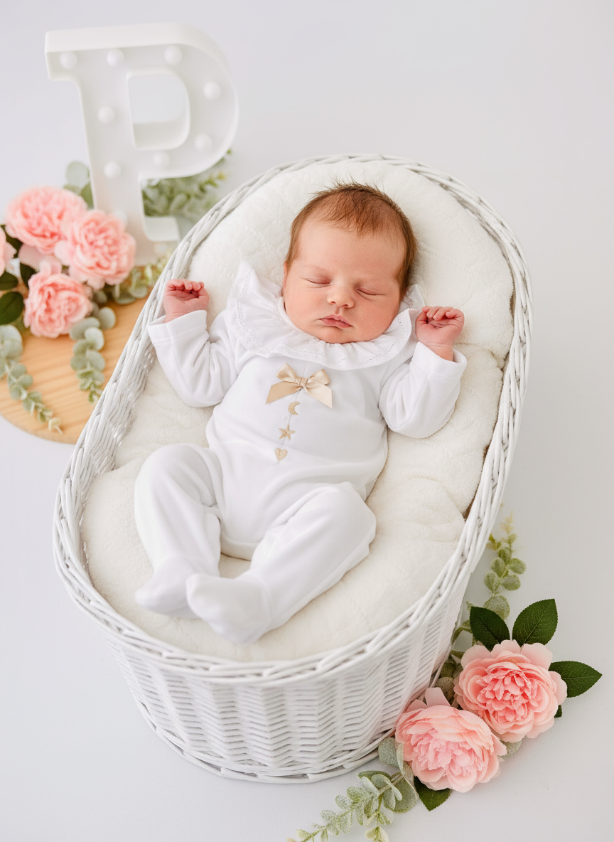 Babygrow branco veludo