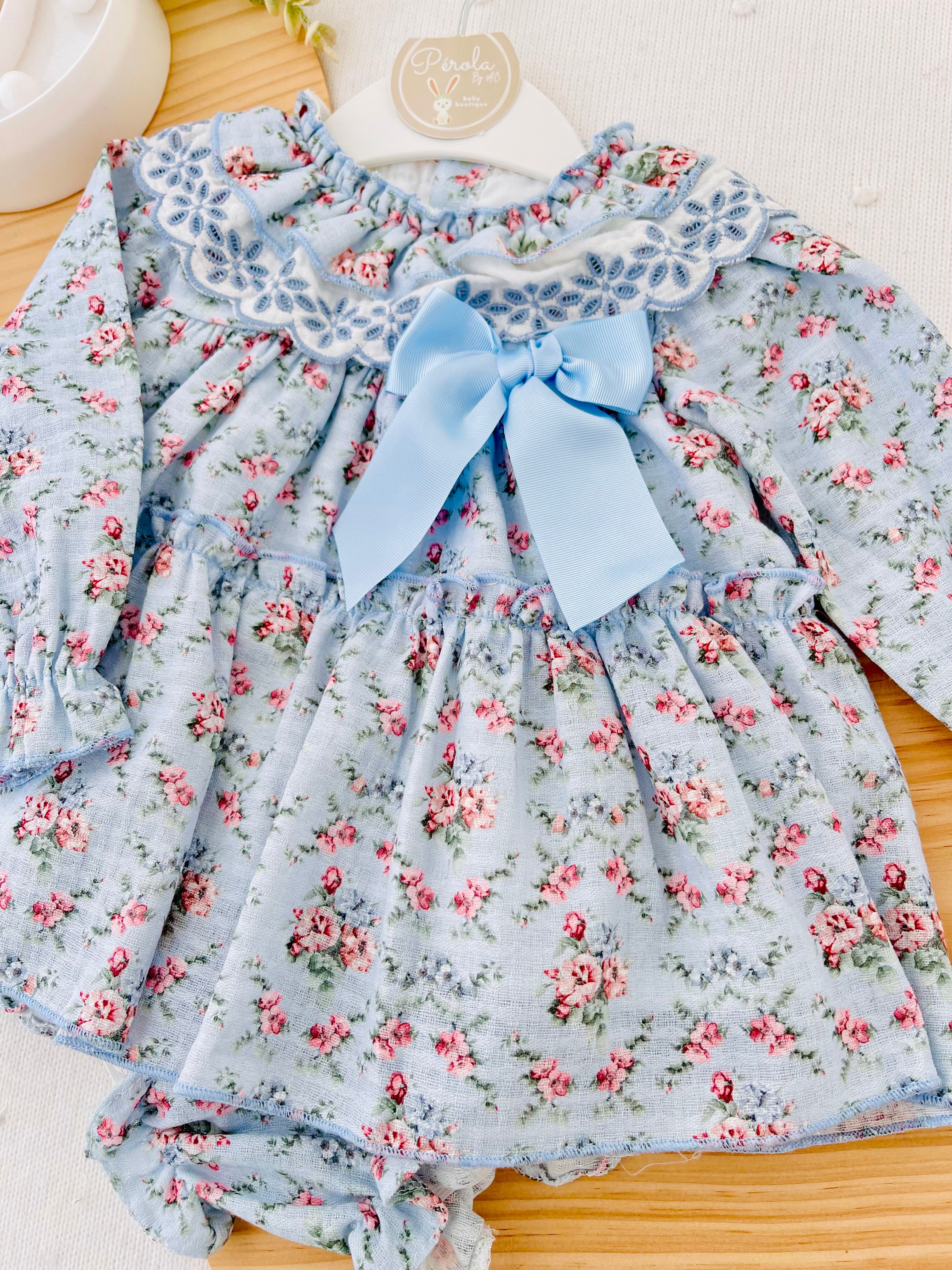 Vestido e tapa fraldas azul Premium