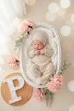 Babygrow e touca Bege em malha Outono Inverno
