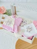 Pack panda em veludo: Babygrow, fralda e manta