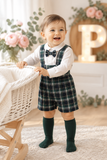 Conjunto xadrez verde menino 6-12-18M