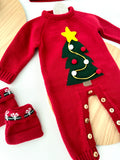 Conjunto Pinheiro de Natal: Macacão, gorro e carapins