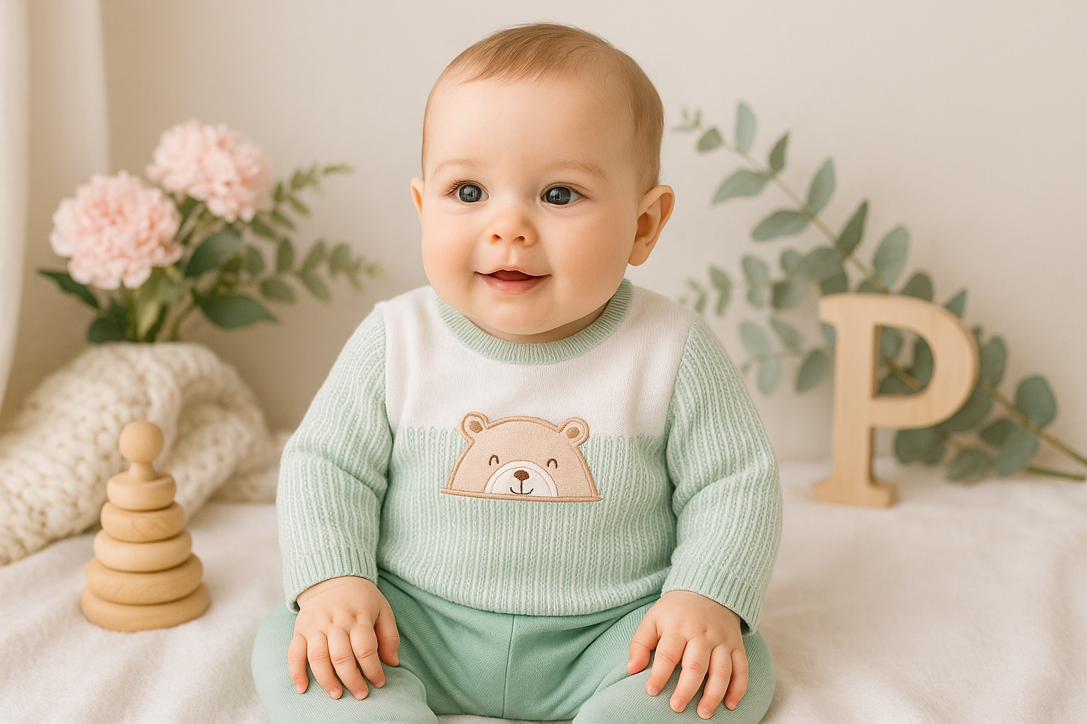 Fato de treino ursinho com efeito camisa- com carda (3-18m)