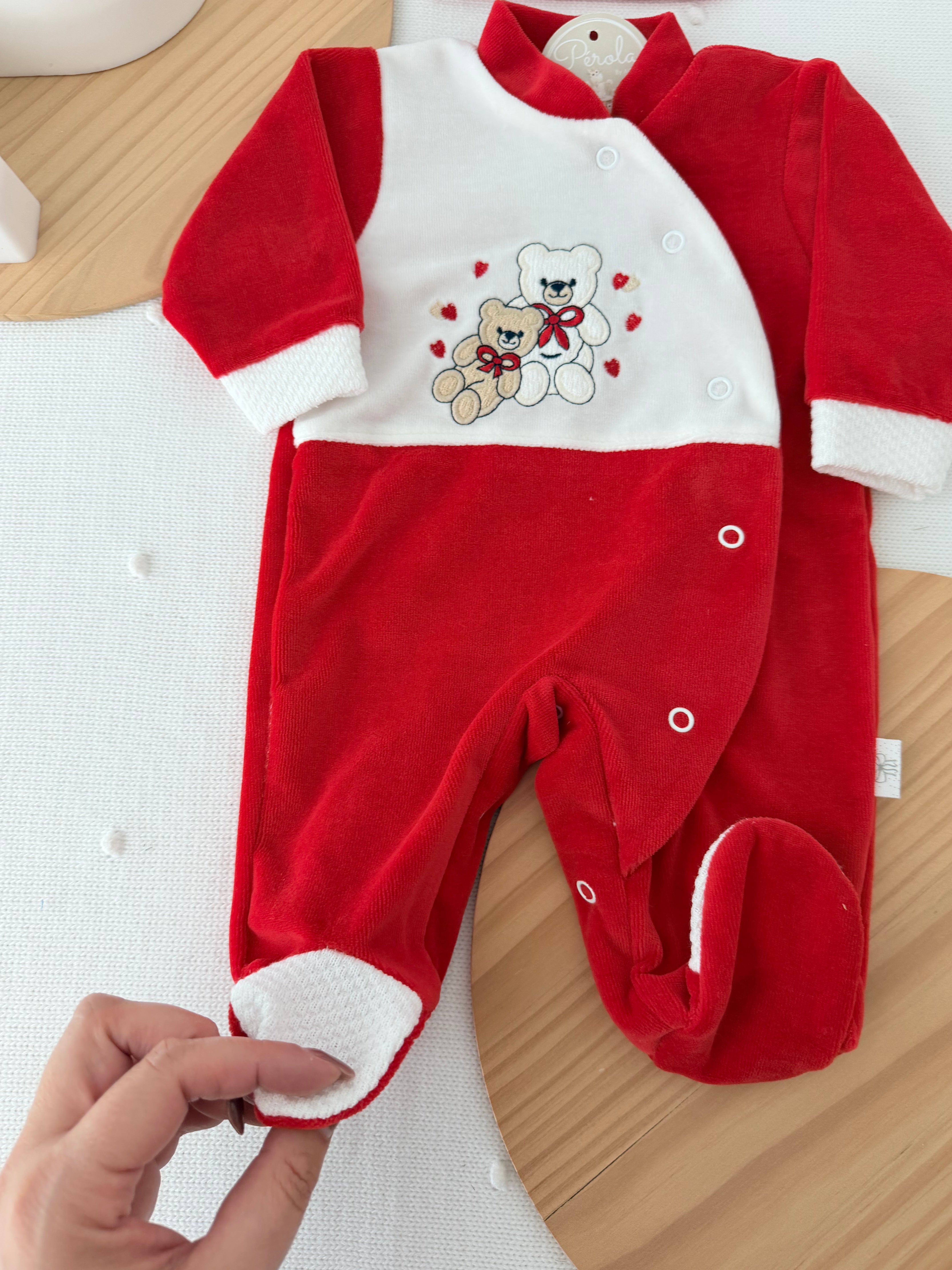 Babygrow corações em veludo