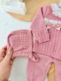 Conjunto rendinha: camisola, touca e calças Primavera Verão
