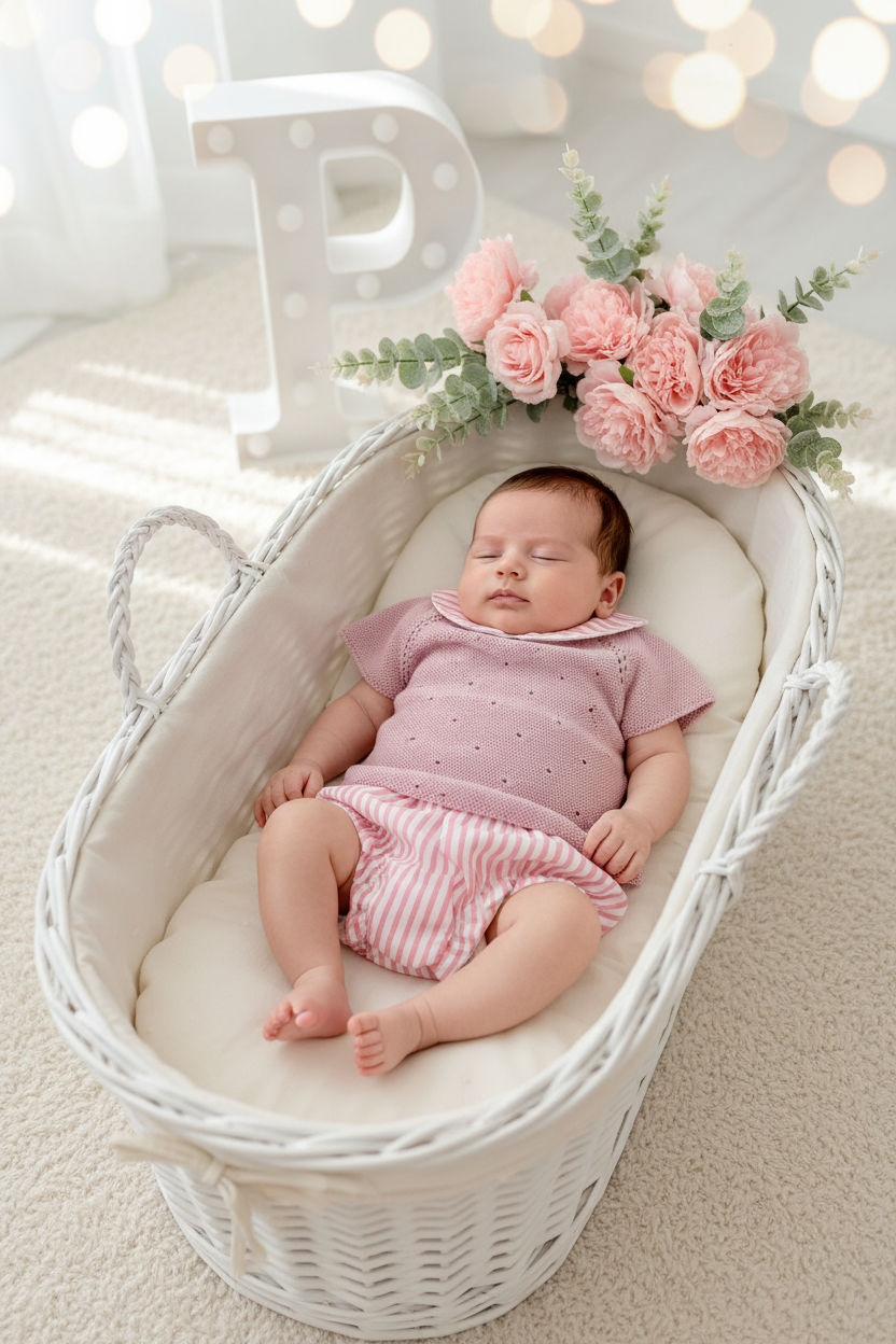 Conjunto riscas rosa: camisola e tapa fraldas