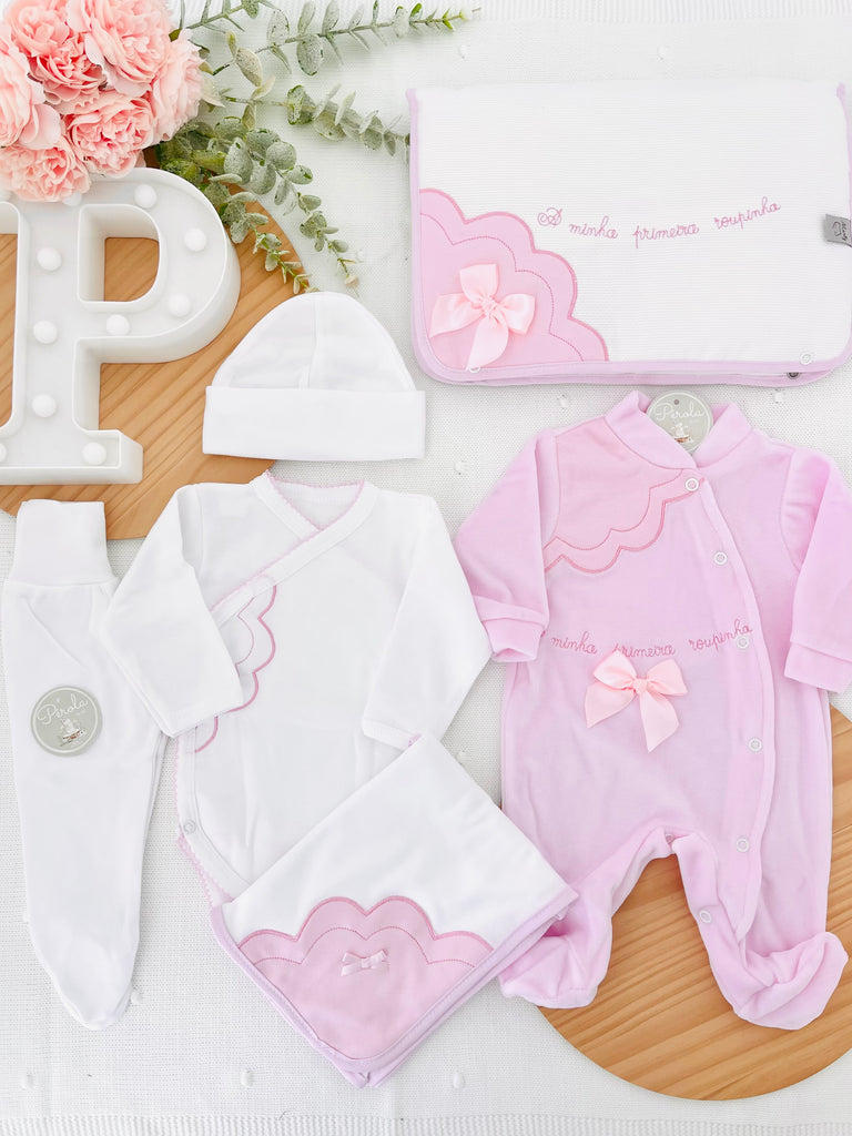 Conjunto primeira roupinha veludo-