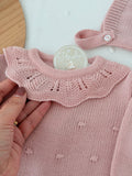 Babygrow e touca Rosa Velho em malha Outono Inverno