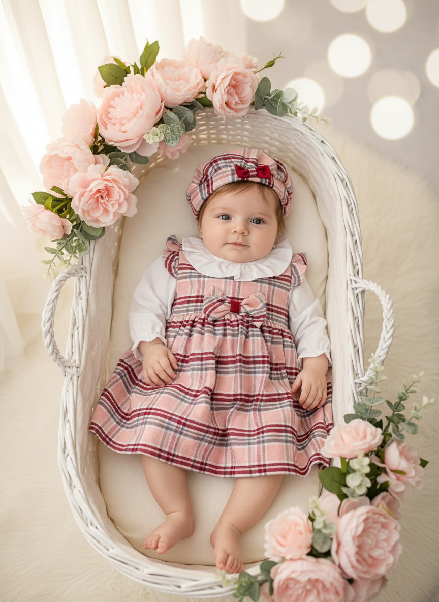 Vestido, blusa e bóina Bordeaux
