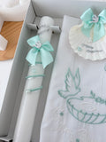 Conjunto para Batizado: vela, toalha e concha Batizado Pomba