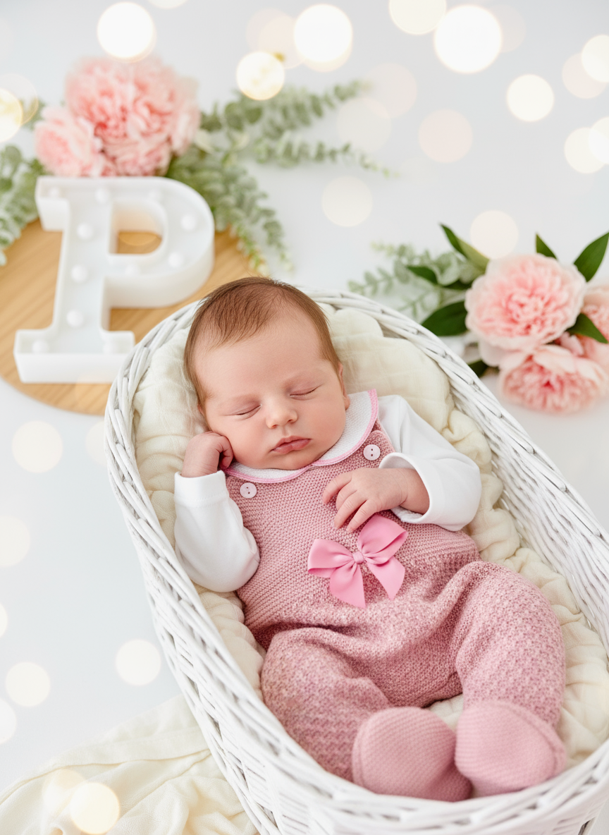 Saída de maternidade Amor de Mãe: jardineiras, camisola e gorro