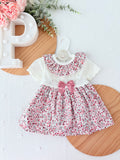 Vestido tema flores e laço 3-12M