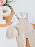 Conjunto losango: camisa, jardineiras e gorro Outono Inverno