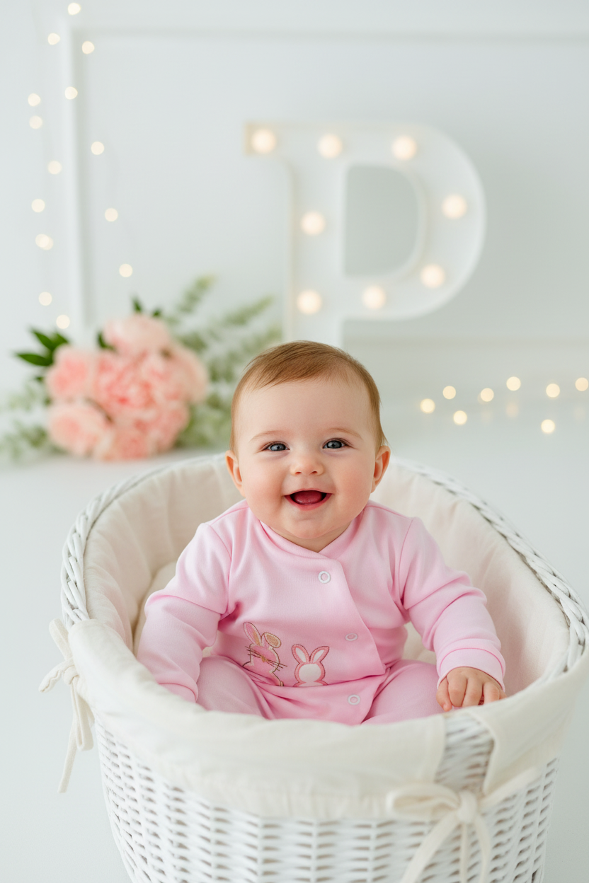 Babygrow algodão coelhinhos 3m 6m 9m e 12m