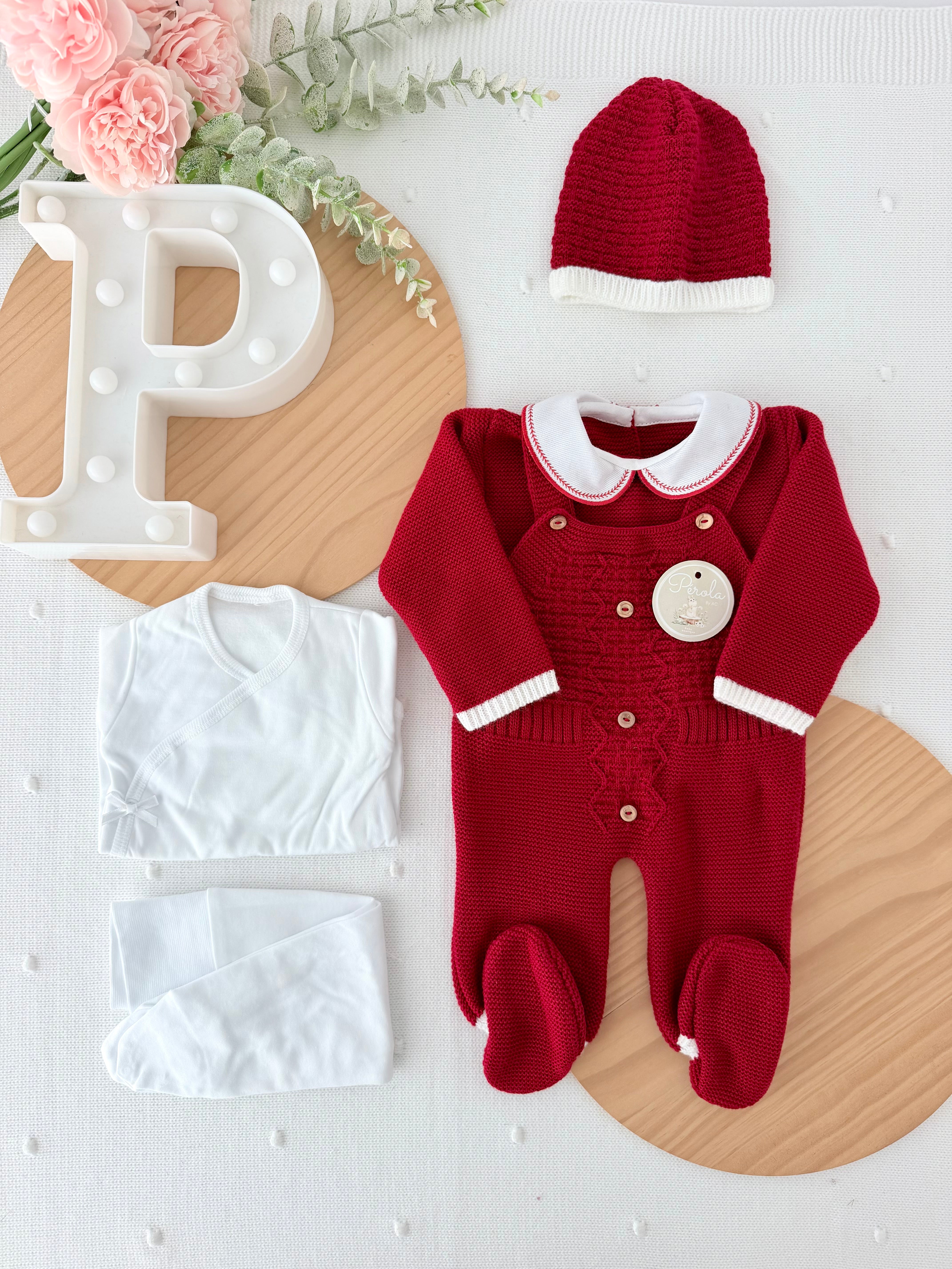 Pack Saída de Maternidade Vermelho · 5 Peças