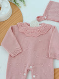Babygrow e touca Rosa Velho em malha Outono Inverno