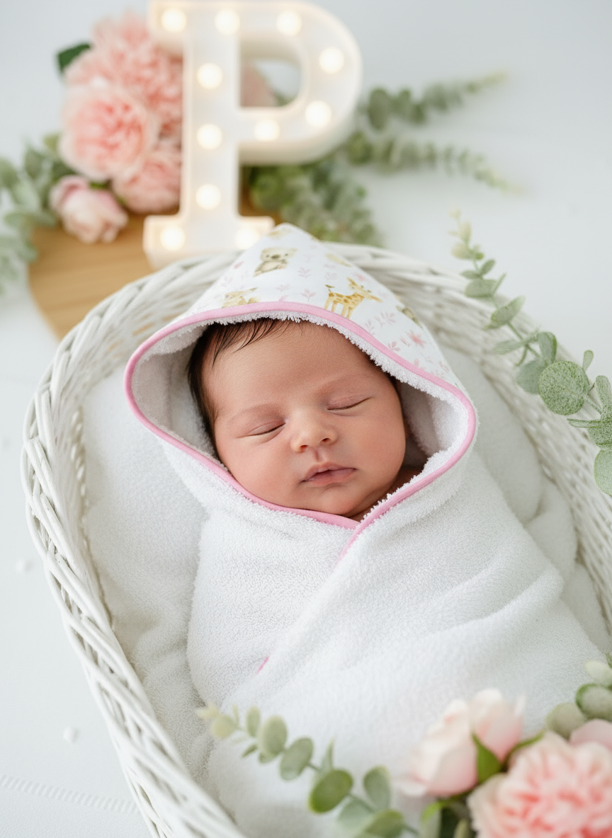 Toalha de banho tema animais amorosos