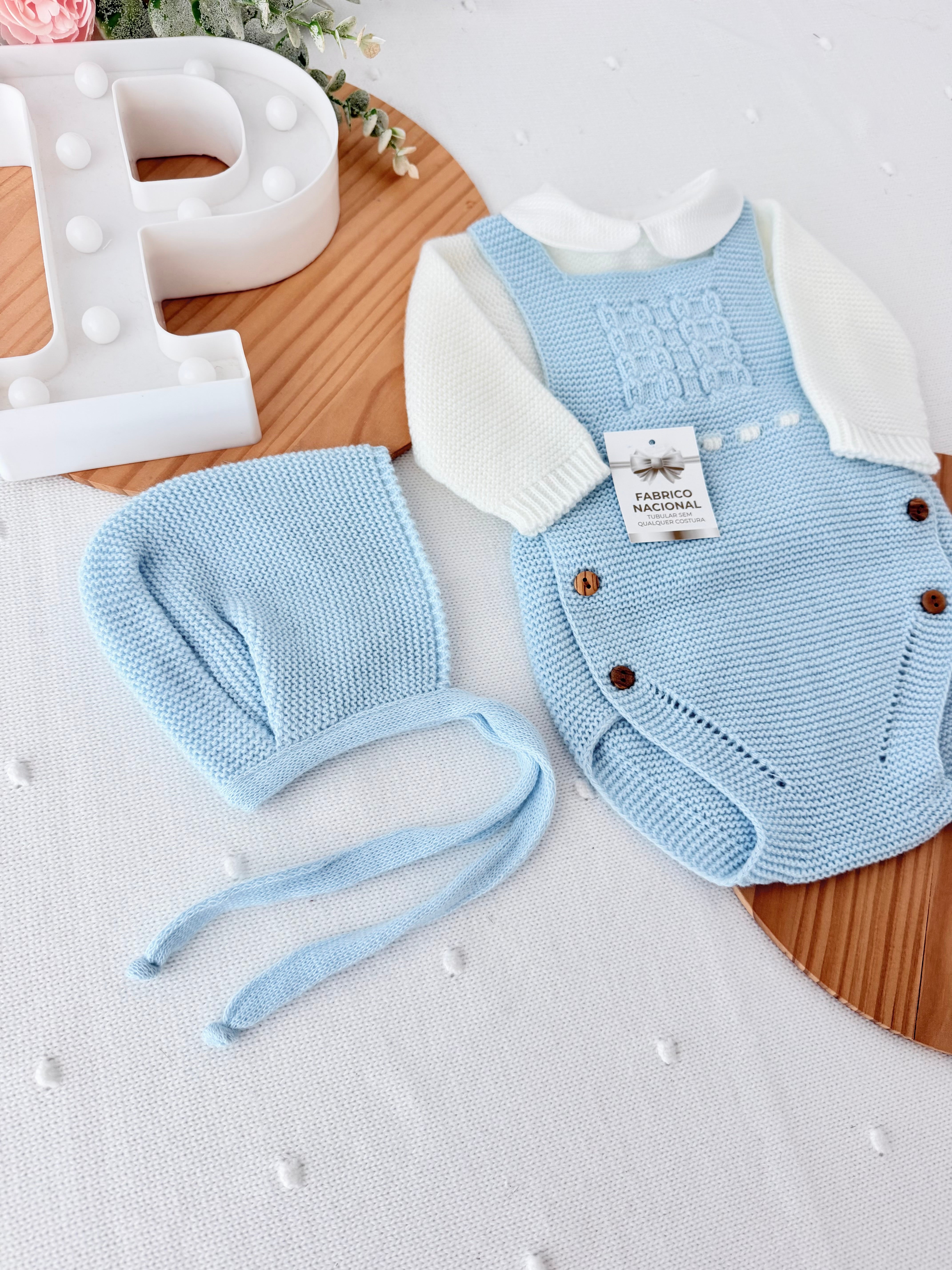 Fofo, camisola e touca azul 1M
