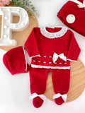 Conjunto rendinha vermelho: camisola, calças e touca