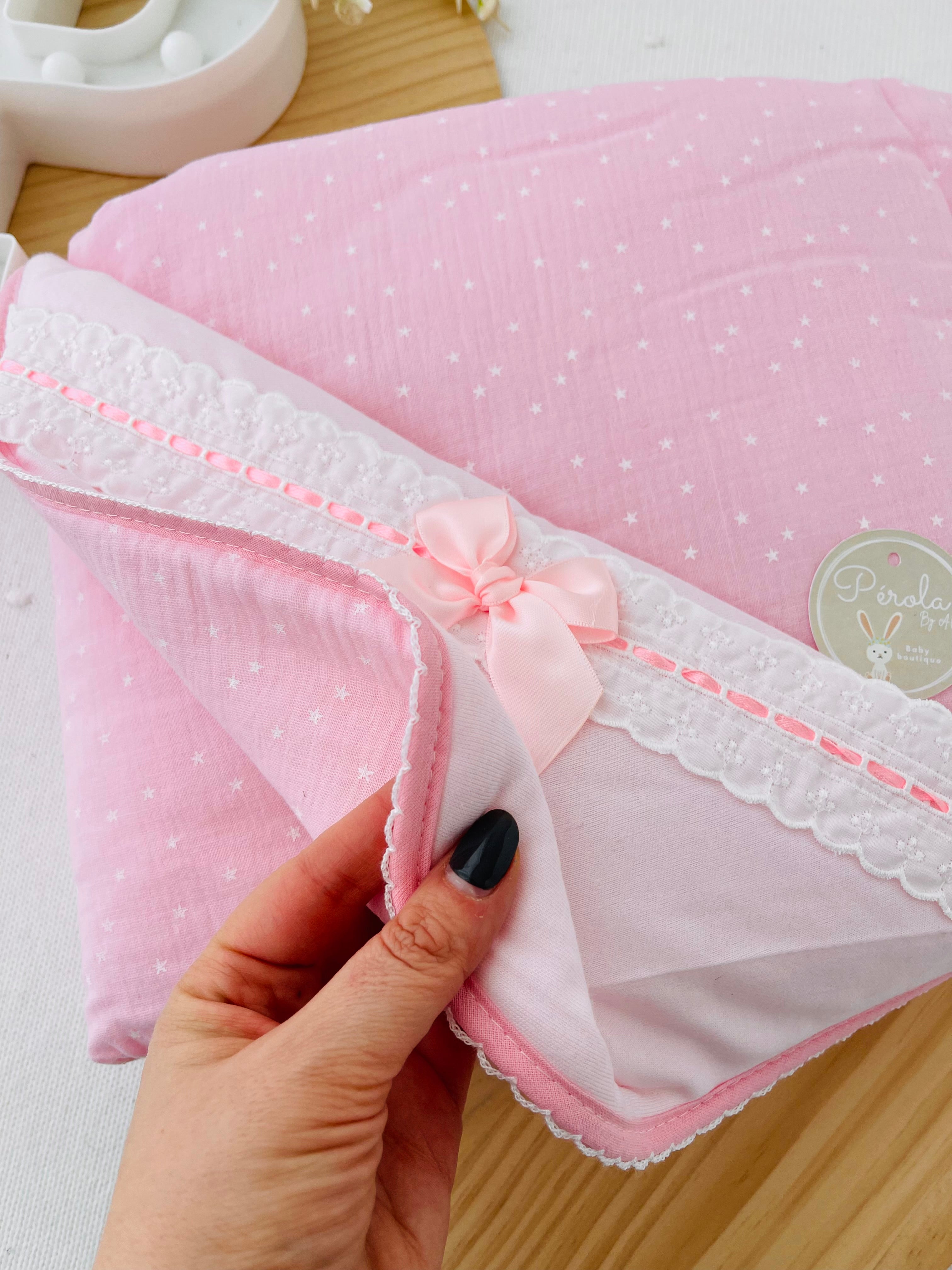 Manta estrelinhas em musselina com laço