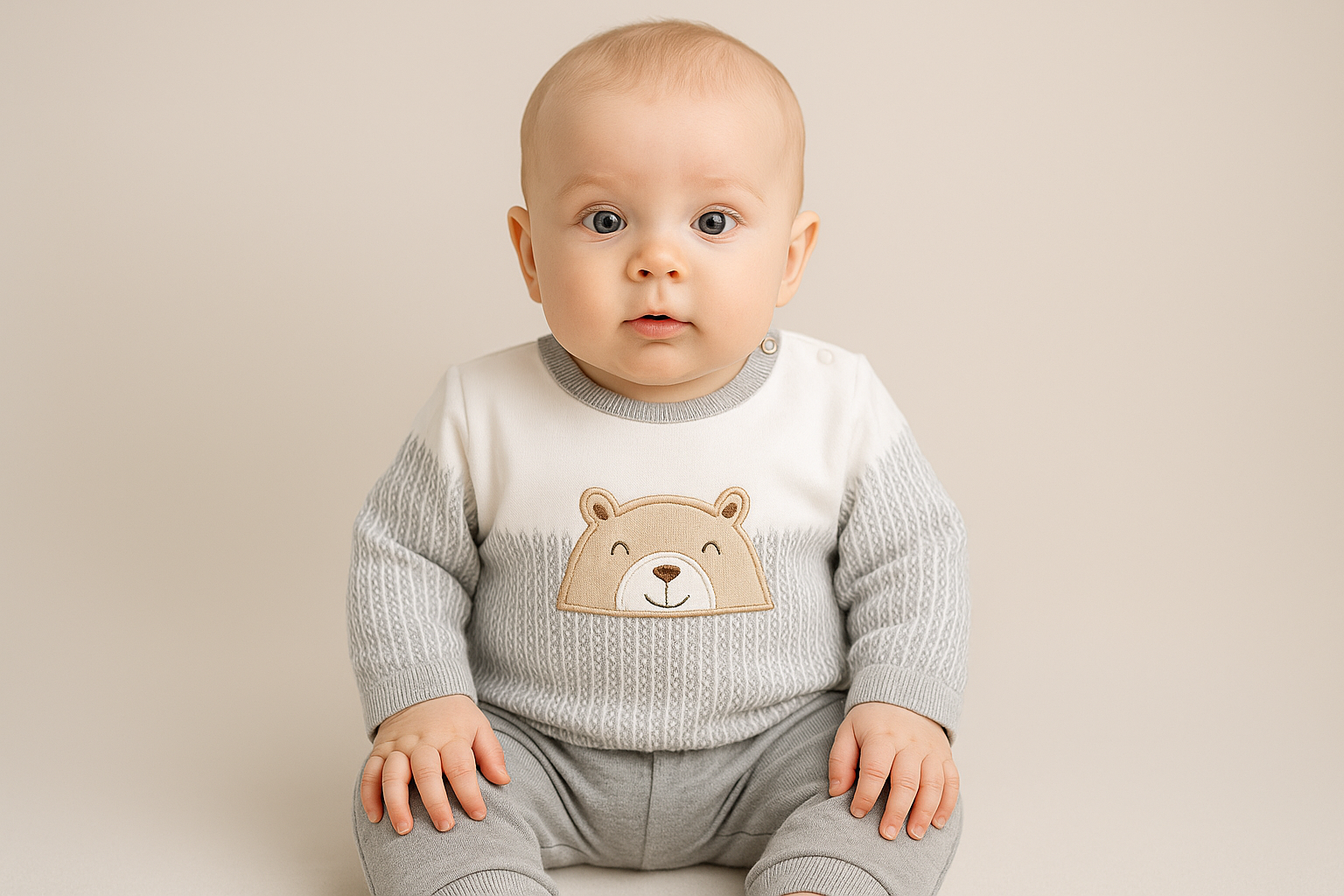 Fato de treino ursinho com efeito camisa- com carda (3-18m)