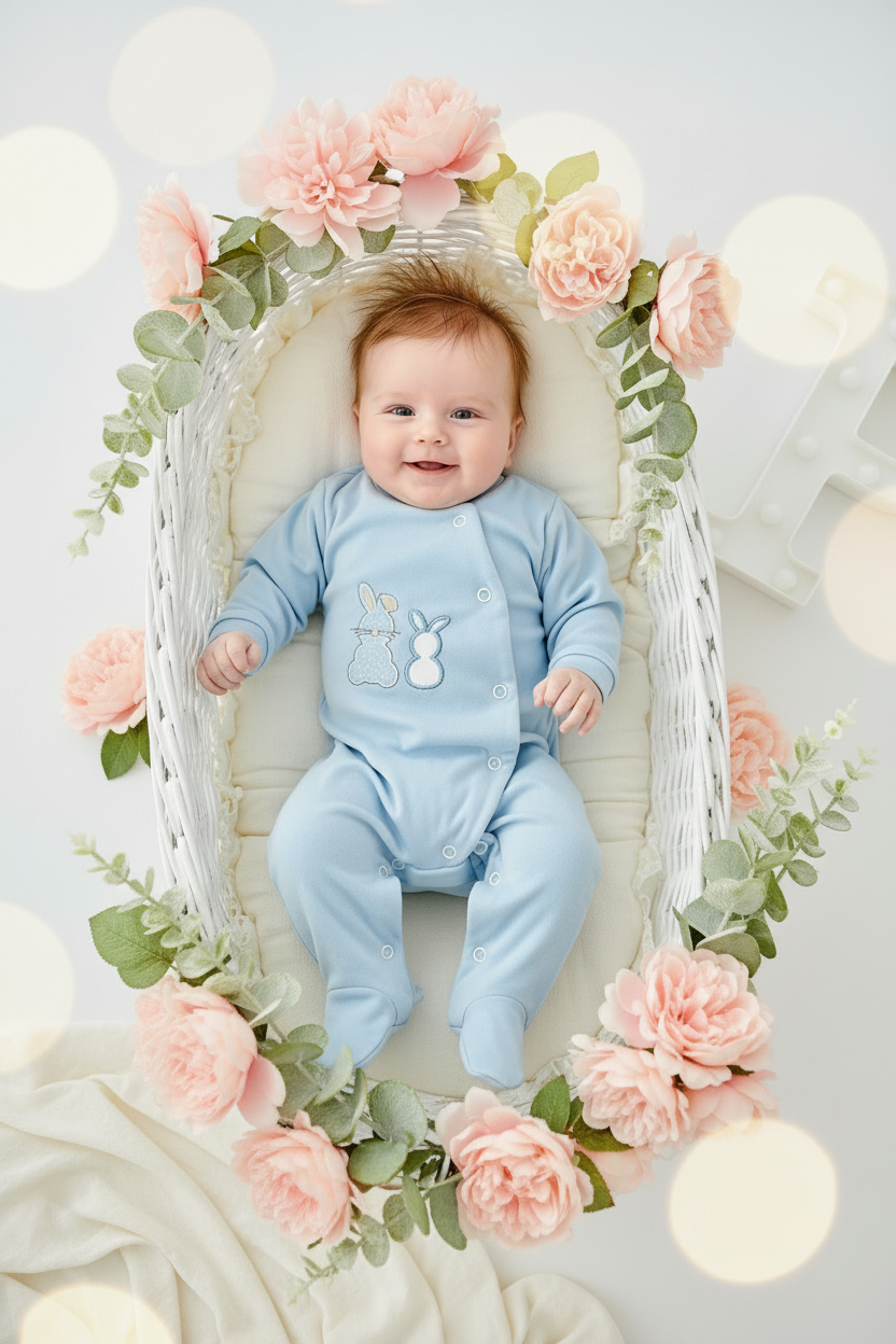 Babygrow algodão coelhinhos 3m 6m 9m e 12m