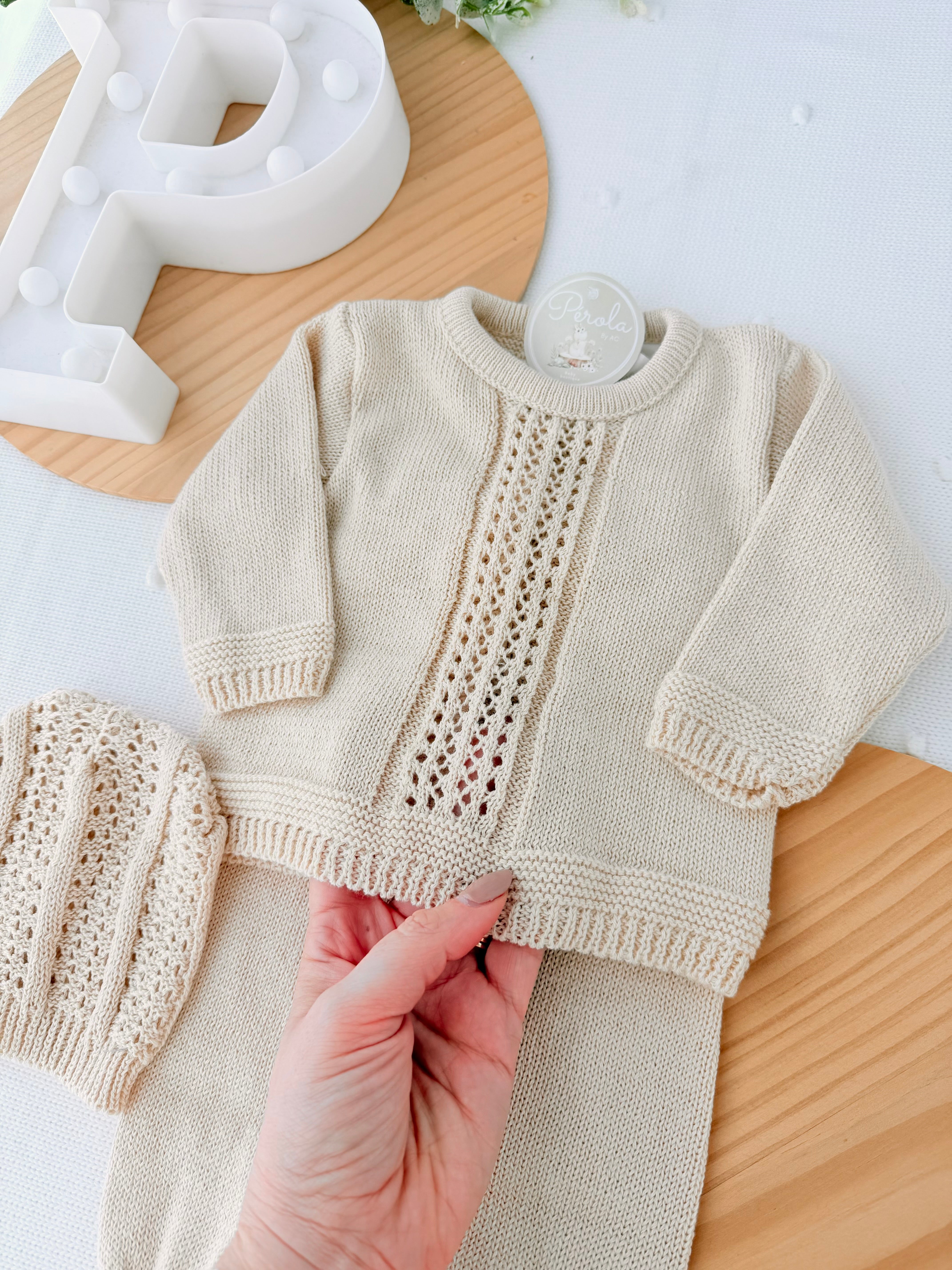 Conjunto unissexo bege recém nascido