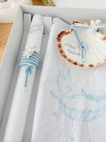 Conjunto para Batizado: vela, toalha e concha Batizado Pomba