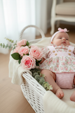 Fofo, fita para cabelo e blusa rosa - recém nascidos