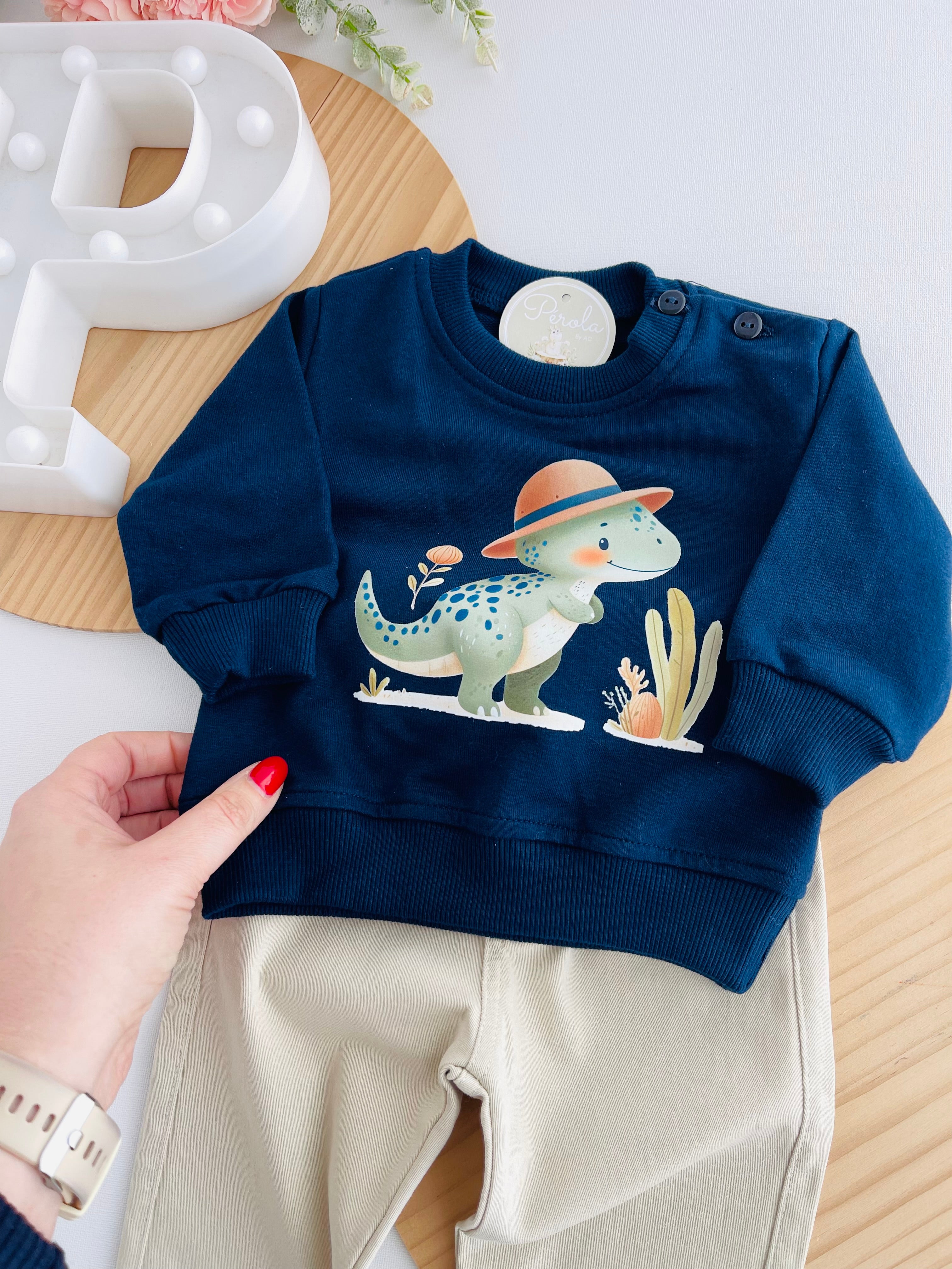 Conjunto explorador: calças em sarja e camisola (3-24m)