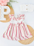 Vestido riscas em pérola