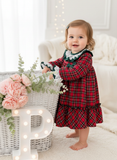 Vestido tartan com detalhes em verde