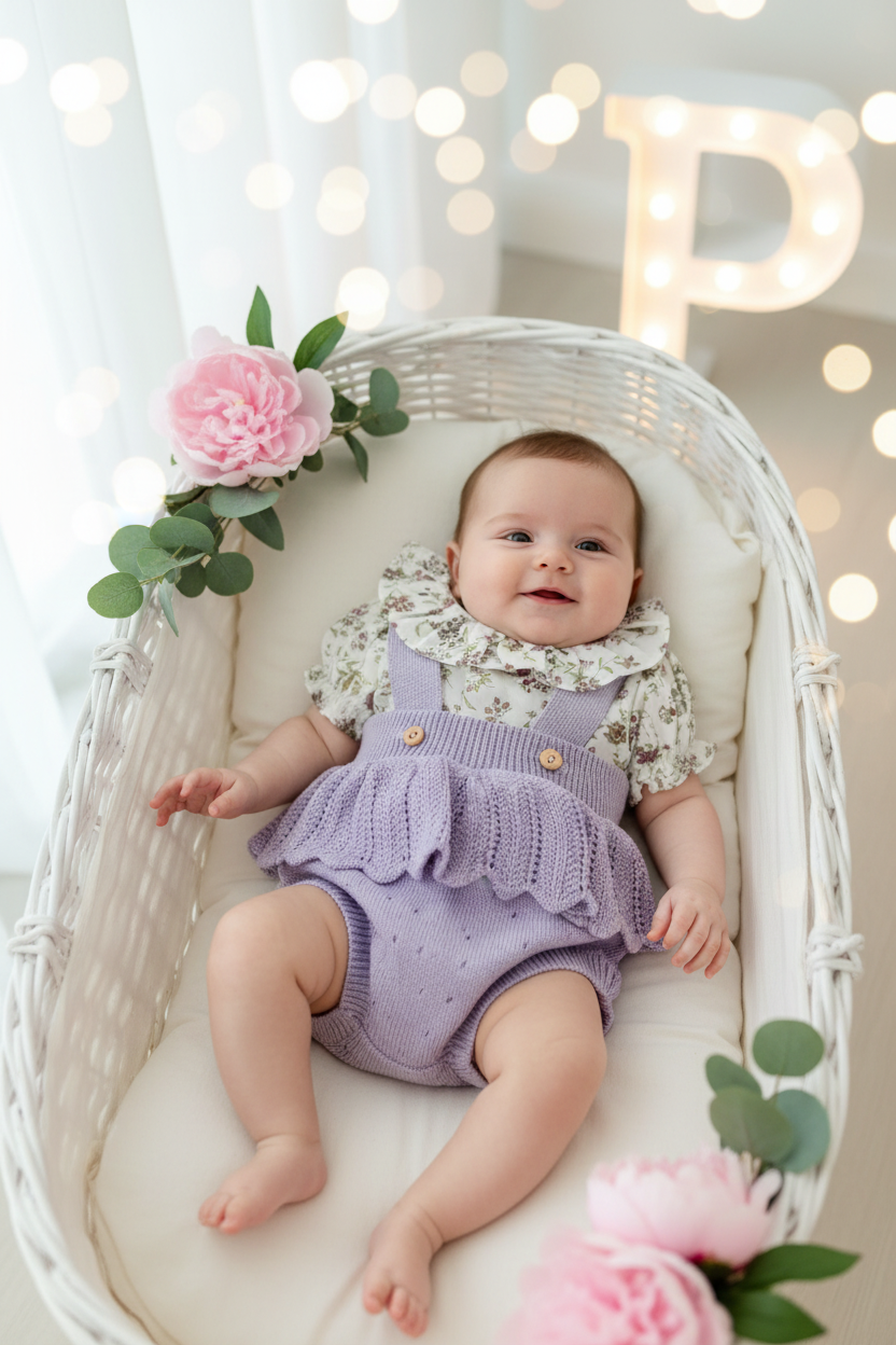 Fofo e blusa tema flores lilás 3-12M