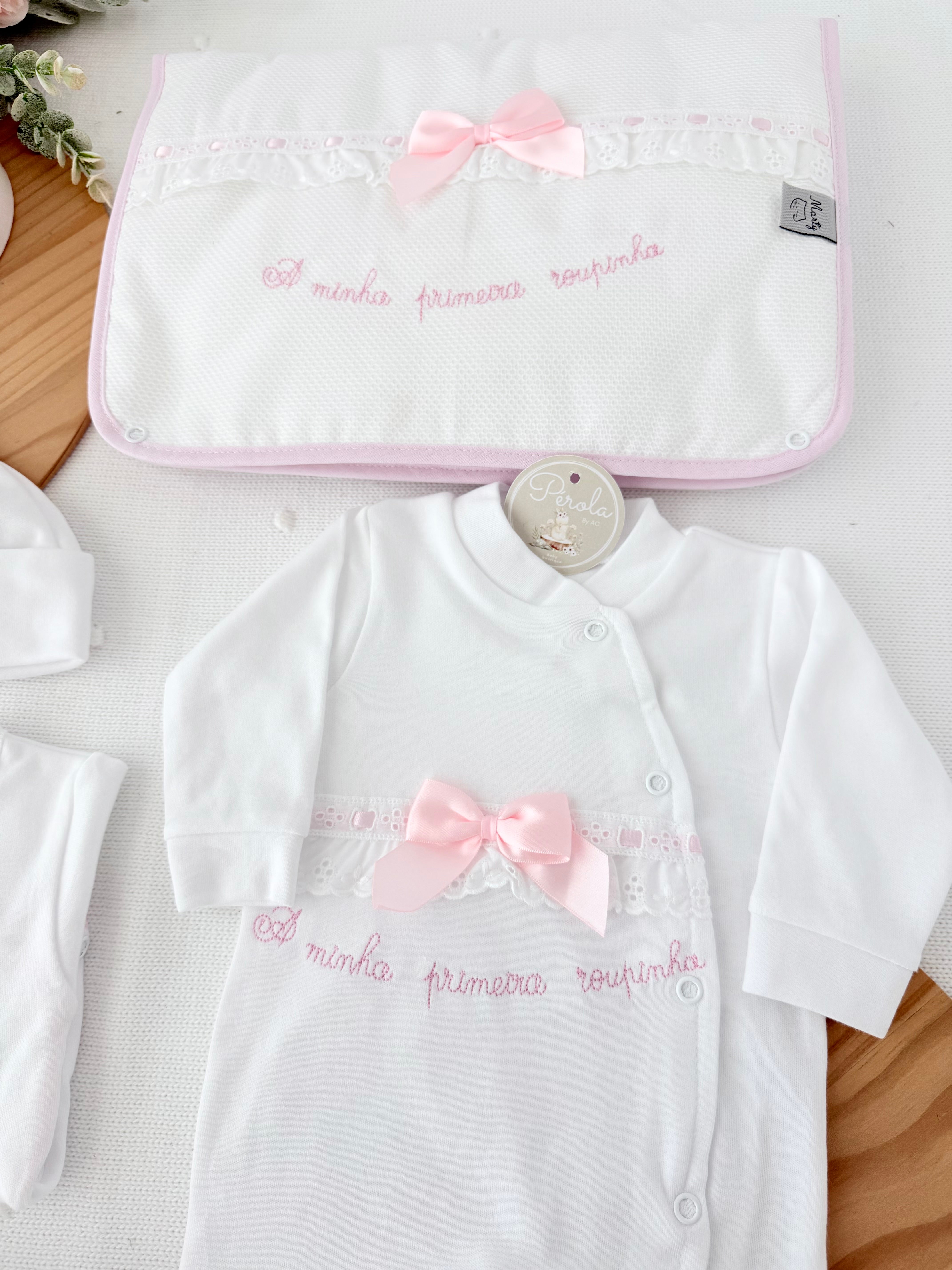 Conjunto primeira roupinha algodão tema renda- oferta carapins