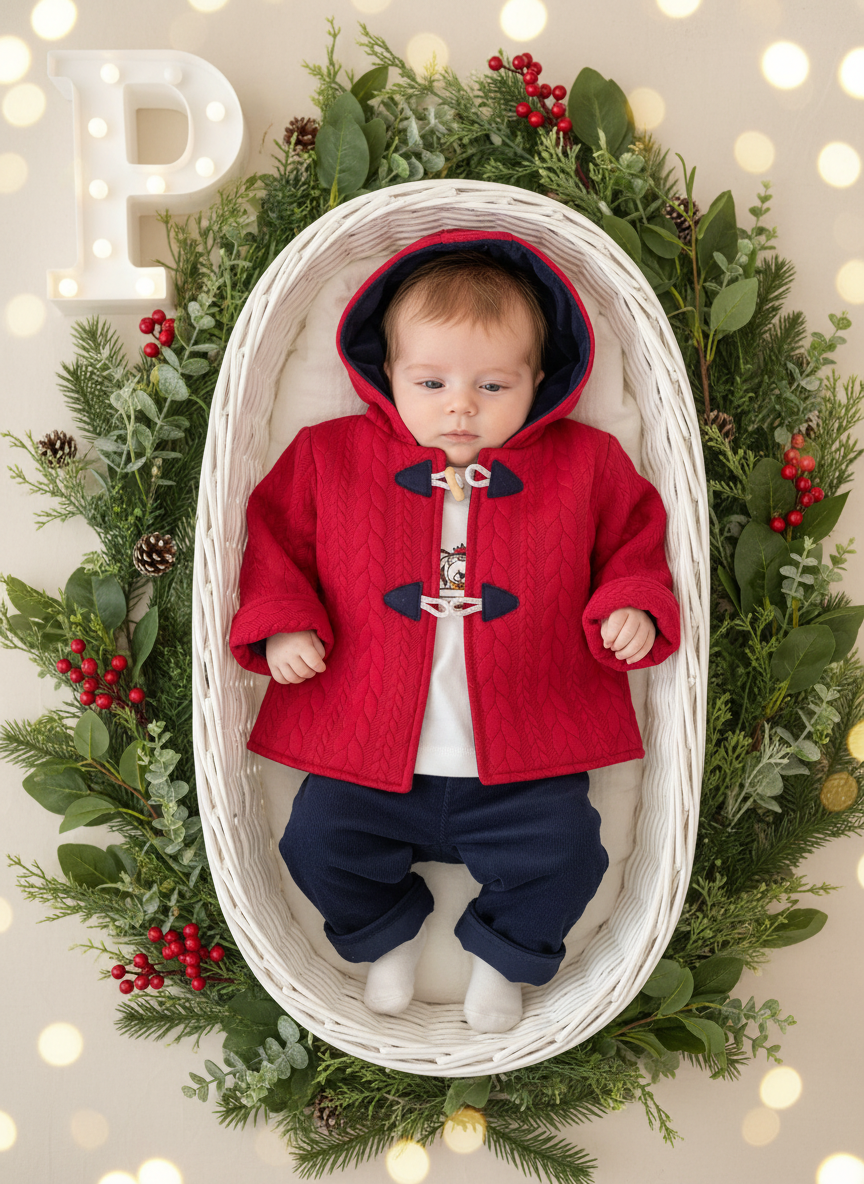 Conjunto quentinho 3 peças: casaco, calças e camisola