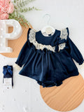 Vestido e tapa fraldas em veludo coleção premium