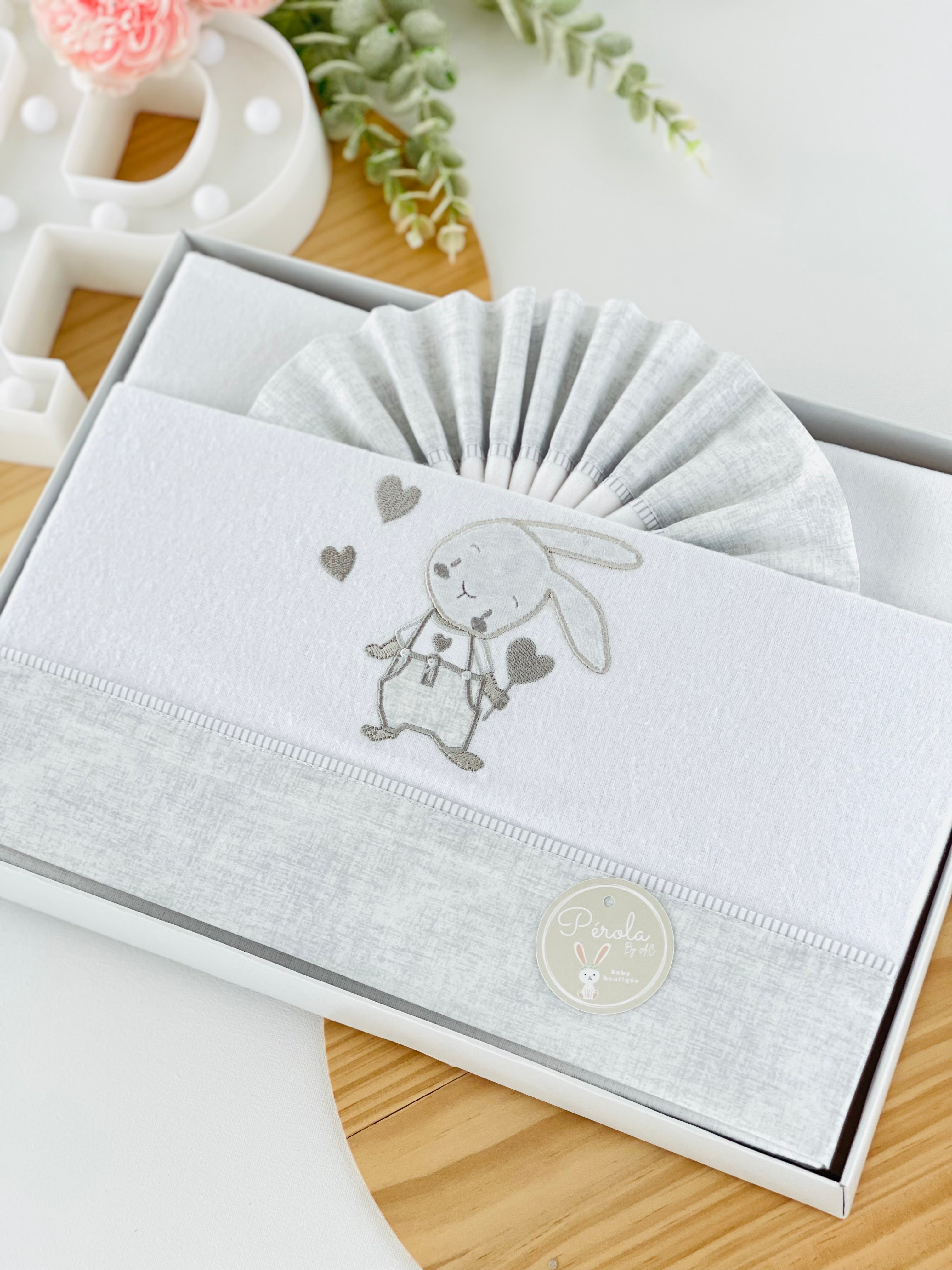 Lençóis flanela cama de grades- coelhinho