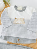 Fato de treino ursinho com efeito camisa- com carda (3-18m)