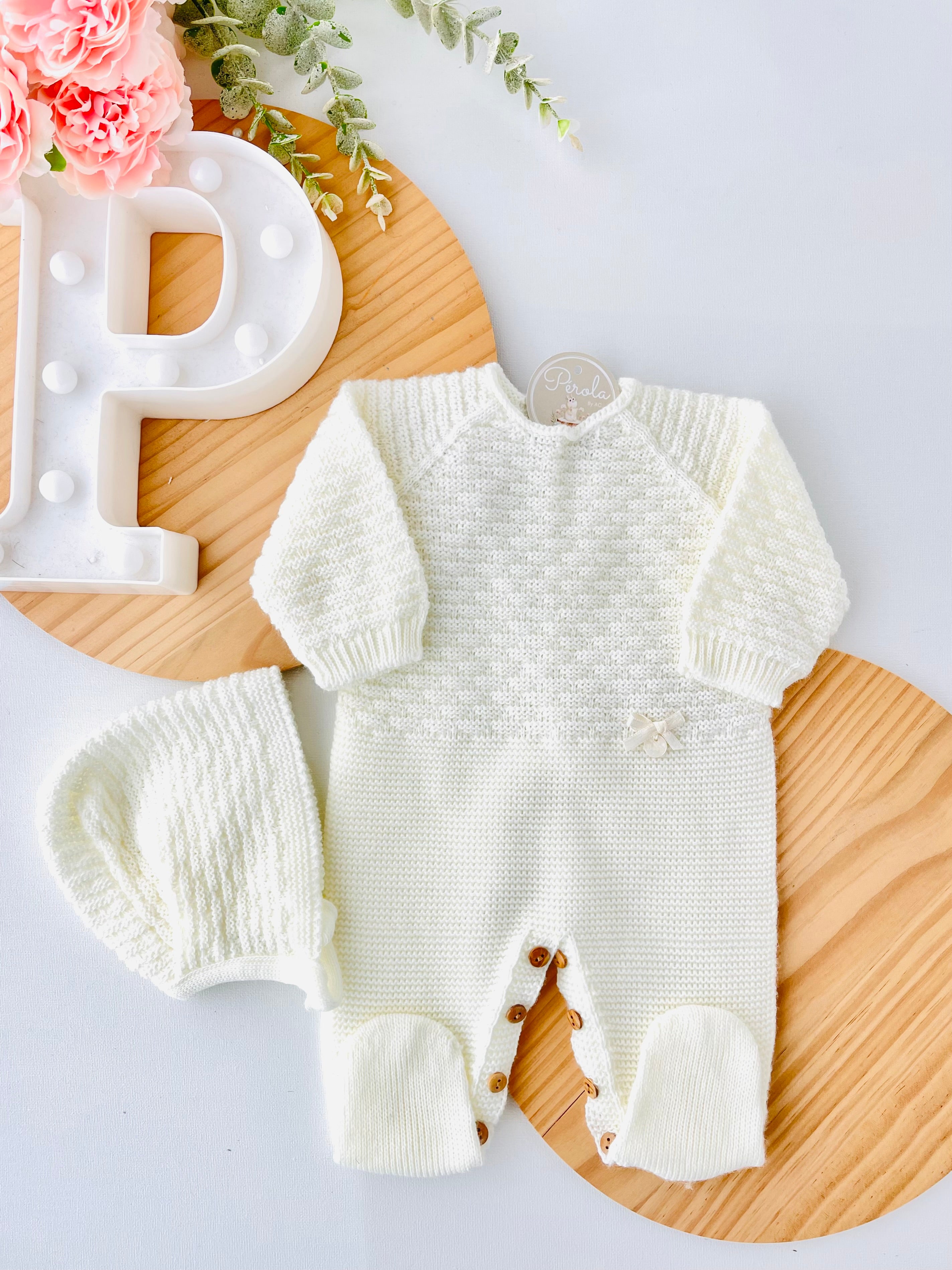 Saída de maternidade: Babygrow e touca Outono/Inverno